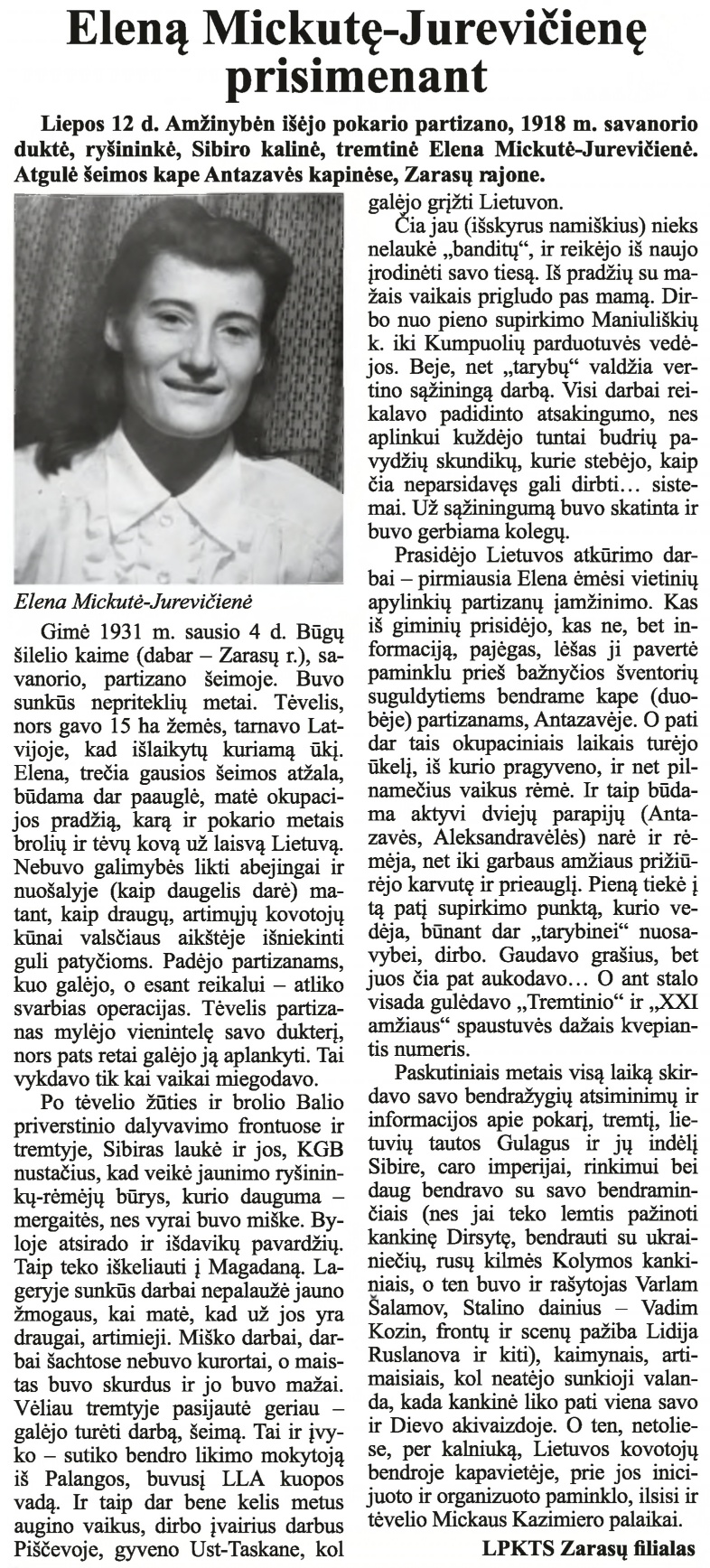 Elena-Jurevičienė-Mickutė „Tremtinys“, 2022.01.07 Nr. 1